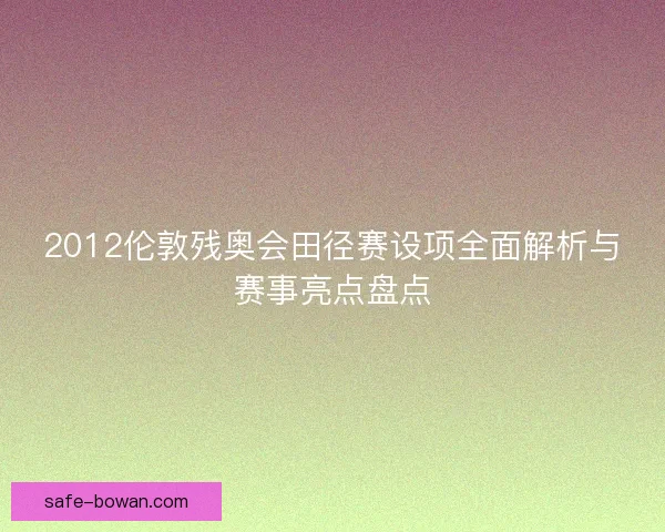 2012伦敦残奥会田径赛设项全面解析与赛事亮点盘点